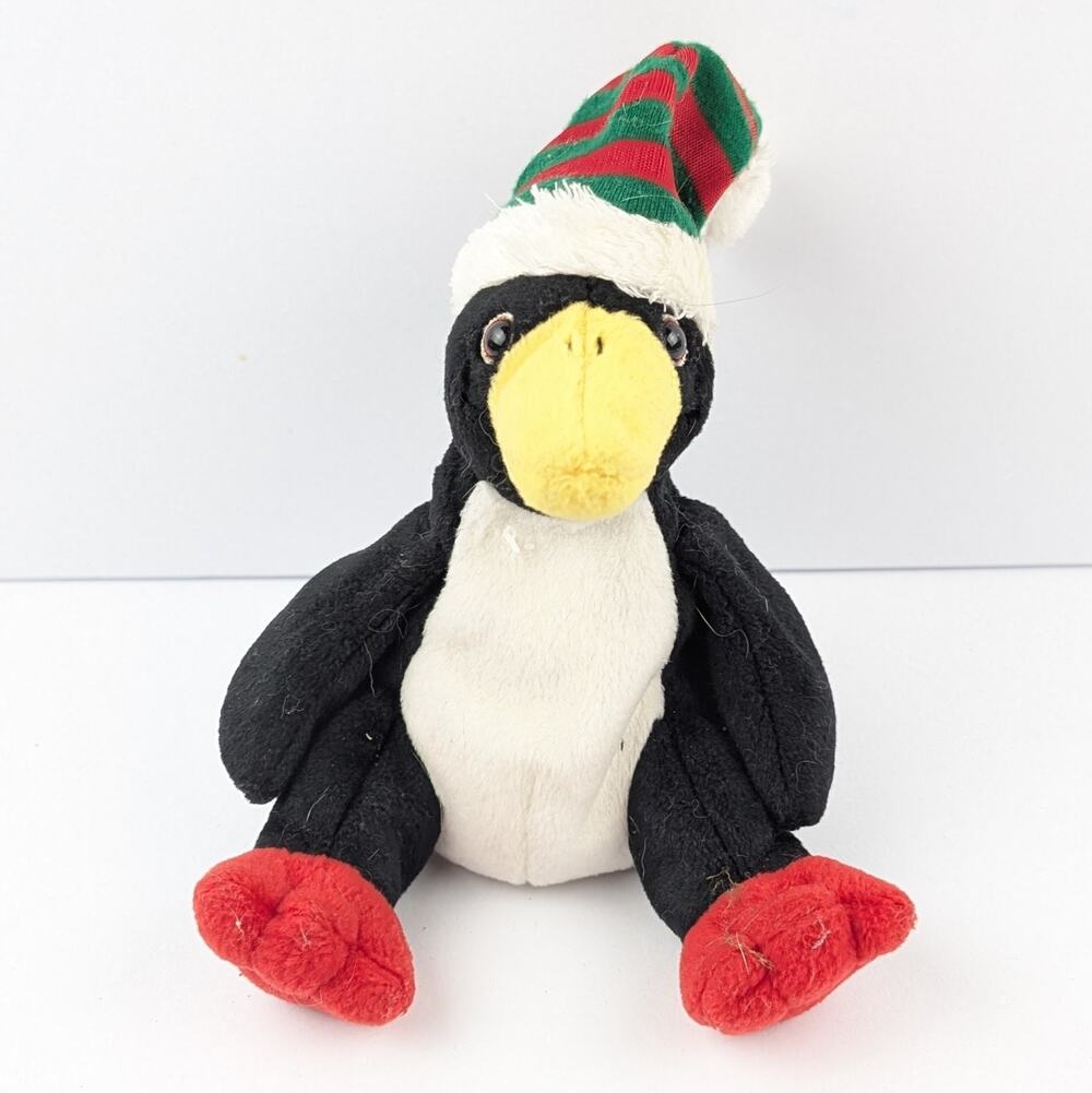 Vintage Ty Beanie Jingle Babies Toboggan Penguin Christmas Plush Bean Bag